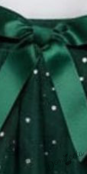 Детска пола за момиче от тюл в зелено със звездички и панделка Лора