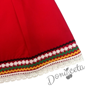 Детска рокля за момиче тип народна носия с фолклорни мотиви с дълъг ръкав и коланче 4