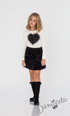 Детска пола в черно с тюл с пайети Contrast от колекция Черновина