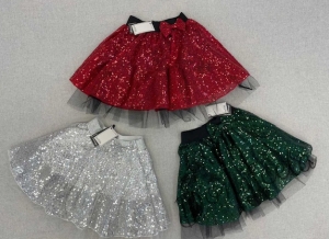 Комплект от 2 части-детска пола в червено с пайети и блузка с дълъг ръкав в бяло с крила 4