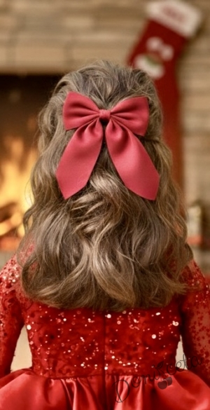 Панделка с фиба в червено за коса