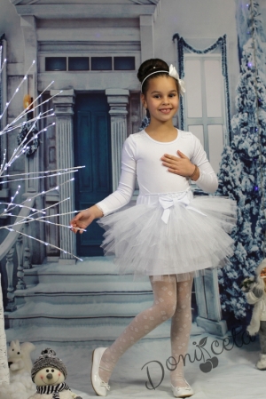 Детска туту пола пачка в бяло с богат тюл на пластове