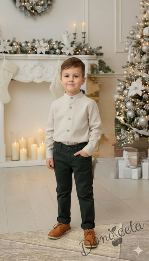 Детски спортно-елегантен панталон в зелено за момче 