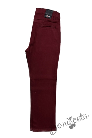 Детски дълги дънки в бордо за момче  3146355 2