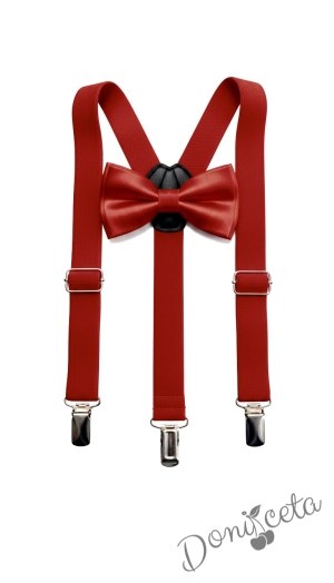 Комплект от папийонка с тиранти за момче в червено с папийонка от колекция Червеника