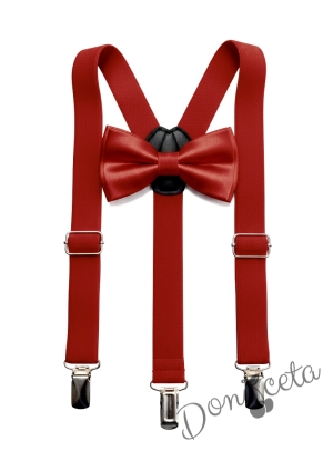 Комплект от папийонка с тиранти за момче в червено с папийонка от колекция Червеника