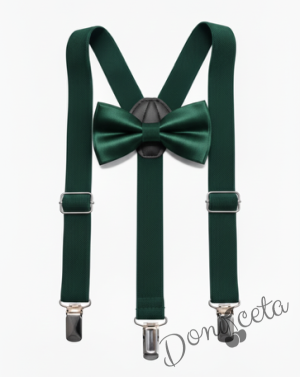 Комплект от тиранти с папийонка  за момче в зелено от колекция Зелениада