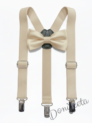 Комплект от тиранти с папийонка за момче в златисто