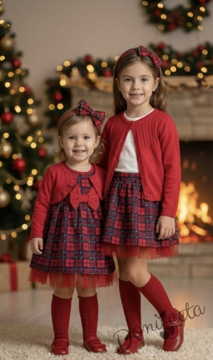 Детска рокля Карена за момиче и болеро в червено 