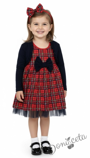 Детска рокля за момиче и болеро в тъмносиньо Карена