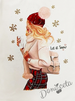 Коледна памучна блуза за момиче с коледна картинка на момиче 2