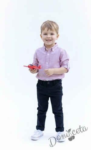 Официален комплект за момче от 2 части-риза и панталон в тъмносиньо