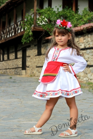 Детска народна носия 17-комплект пола, риза и престилка с фолклорни/етно мотиви 