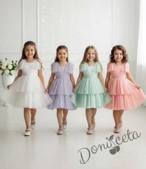 Официална празнична детска рокля с тюл в лилаво 