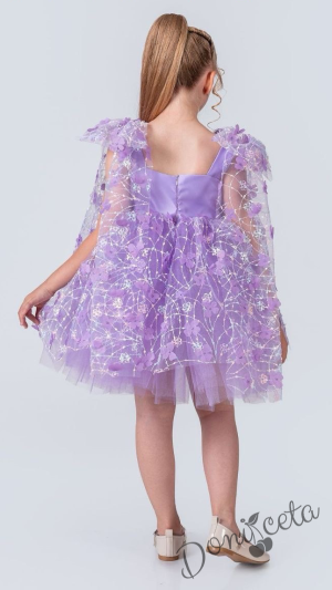 Официална детска рокля с къс ръкав в лилаво  Розела