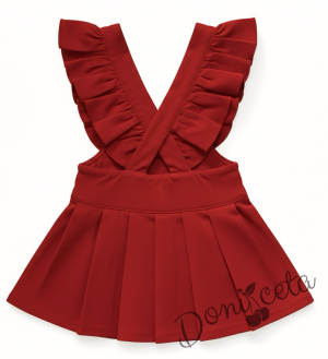 Детски сукман в червено с плисирана пола