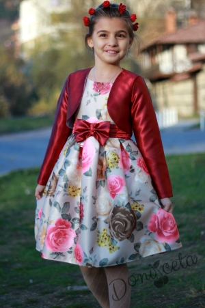 Официална детска рокля на цветя с болеро Деница