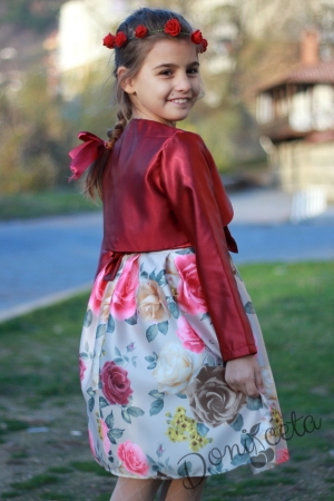 Официална детска рокля на цветя с болеро Деница