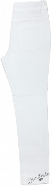 Комплект от детско сако трико за момче в червено с джобчета и панталон в бяло