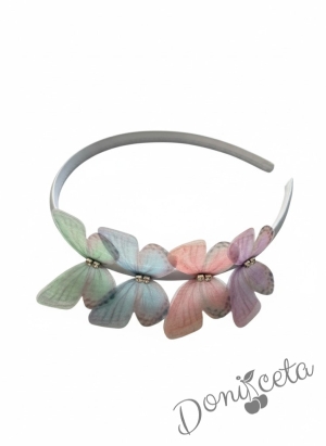 Ръчно изработена диадема с пеперудки и камъчета 