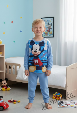 Детска пижама за момче с дълъг ръкав в синьо с  Мики Маус