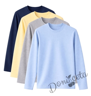 Детска блуза с дълъг ръкав в светлосиньо за момче или момиче и за ученическа униформа