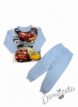 Детска пижама за момче в синьо с коли