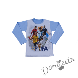 Детска пижама за момче с дълъг ръкав в синьо с Фифа 2