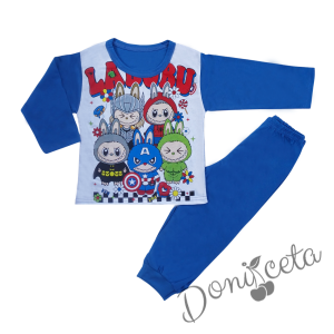 етска пижама за момче с дълъг ръкав в синьо с  Лабубу 1