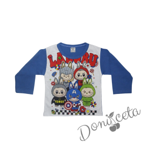 Детска пижама за момче с дълъг ръкав в синьо с  Лабубу 2 