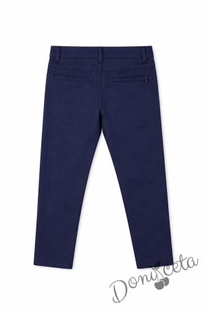 Спортно-елегантен панталон за момче в тъмносиньо със скрит джоб, подходящ и за ученическа униформа