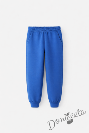 Детско неватирано долнище на анцуг за момче в синьо, подходящо е и за ученическа униформа 