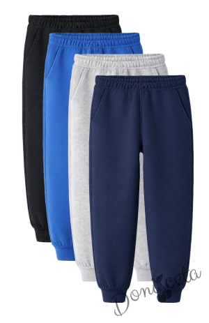 Детско неватирано долнище на анцуг за момче в синьо, подходящо е и за ученическа униформа 