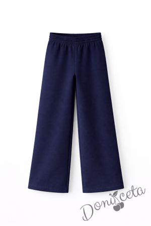 Спортно неватирано долнище за момиче в тъмносиньо, подходящо е и за ученическа униформа 