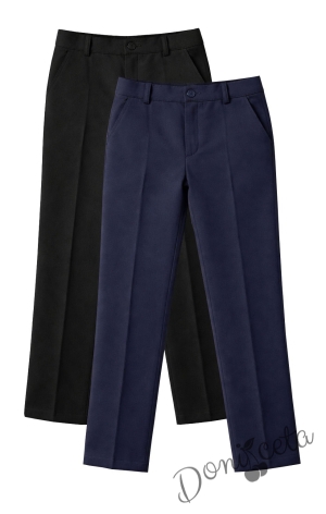 Официален панталон в черно с ластик отзад за момче, подходящ и за ученическа униформа