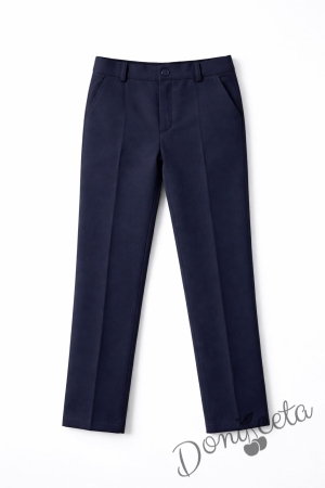 Официален панталон в тъмносиньо с ластик отзад за момче, подходящ и за ученическа униформа