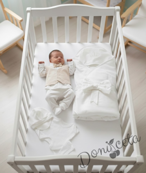 Бебешки елегантен комплект за изписване за момче в бежово и екрю 78323514