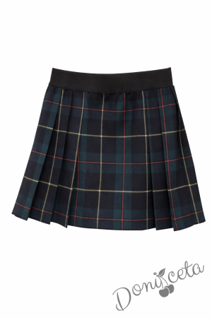 Комплект от 2 части карирана плисирана пола и кариран елек, подходящ и за ученическа униформа