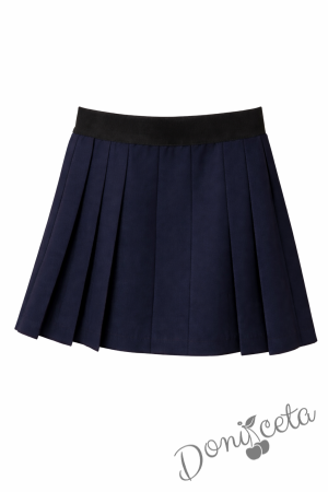 Комплект от 2 части  плисирана пола и елек в тъмносиньо, подходящ и за ученическа униформа