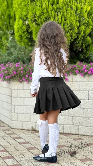 Комплект от 2 части-пола в черно Ния и риза с дълъг ръкав ръкав с дантела 2