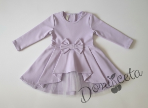 Детска официална или ежедневна рокля с дълъг ръкав Надежда в лилаво с тюл 