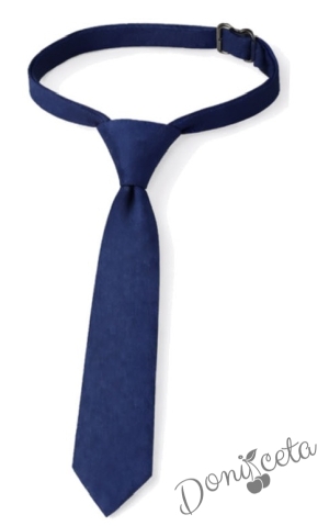 Комплект от 4 части плисирана пола над коляното с елече и вратовръзка в тъмносиньо и риза в бяло, подходящ и за ученическа униформа