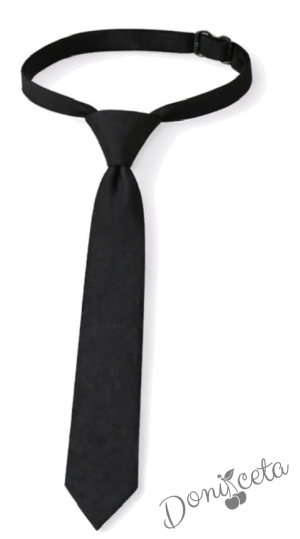 Комплект от 3 части пола плисе над коляното в черно, бяла изчистена риза и вратовръзка в черно, подходящ и за ученическа униформа